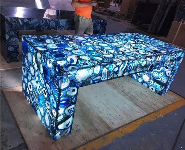 Backlit Blue Onyx Slab