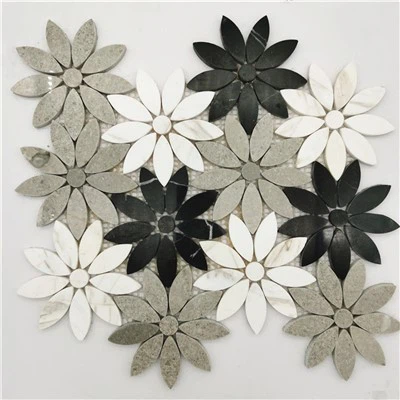 Viviano Marmo Grå Och Vit Blomma Marmor Mosaik
